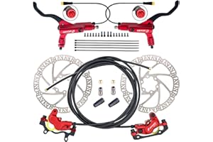 CooMeng Zoom HB876E 2-PIN/3-PIN 4-Pistons E-Bike Electric Power-Off Hydraulic Brake Set with 180mm Rotors, Pre-Bled Hydraulic Disc Brake Caliper Lever for eBike (Included Mounting Adapter)