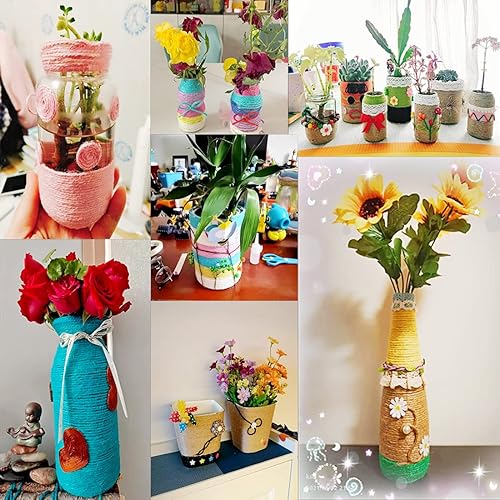 PerkHomy 2mm 600Ft Colored Natural Jute Twine String for Gift