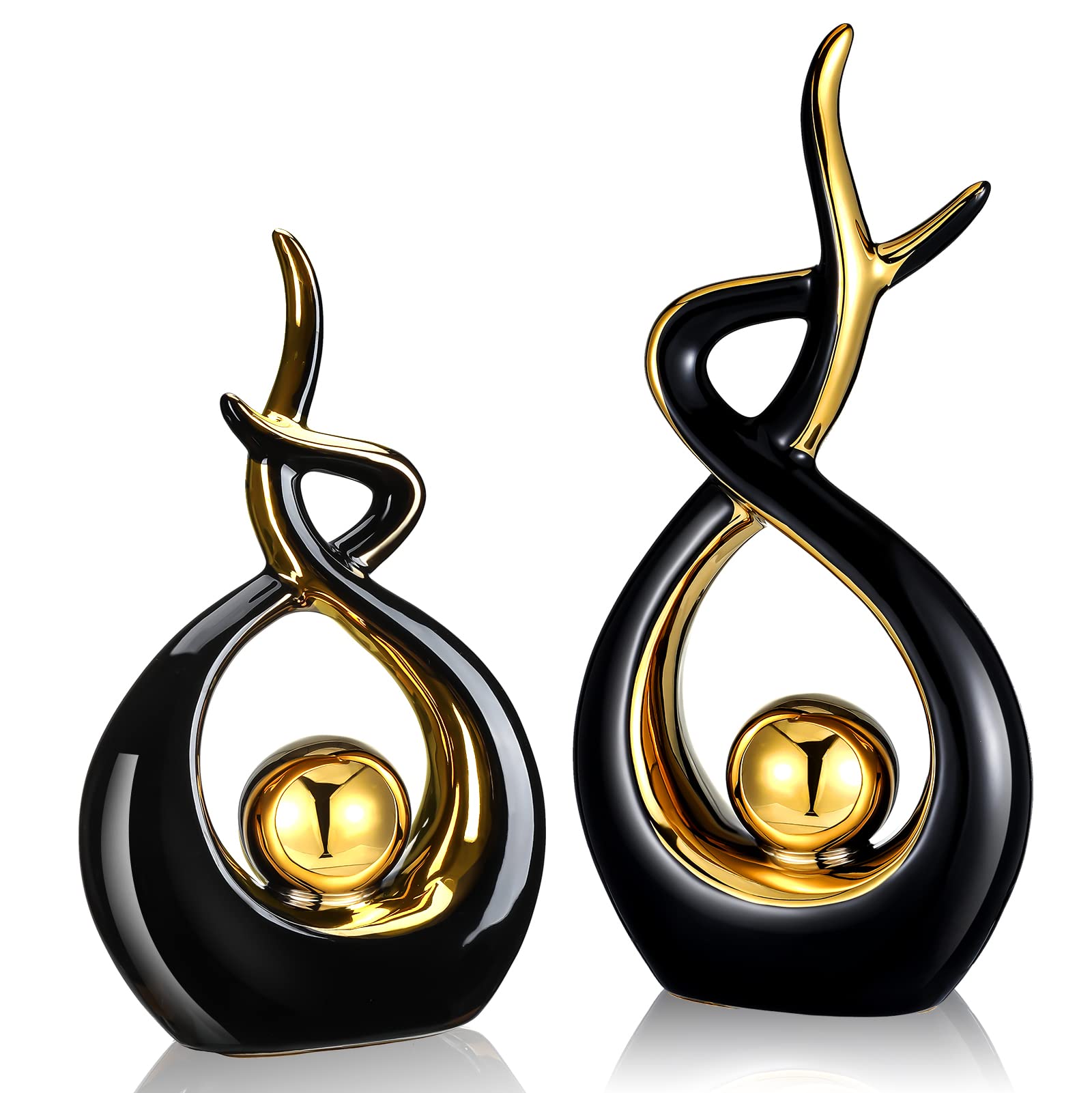 Photo 1 of 2 Modern Ceramic Decor Centerpieces - Coffee & Dining Table Decor, 2 Sizes (Black, Gold)