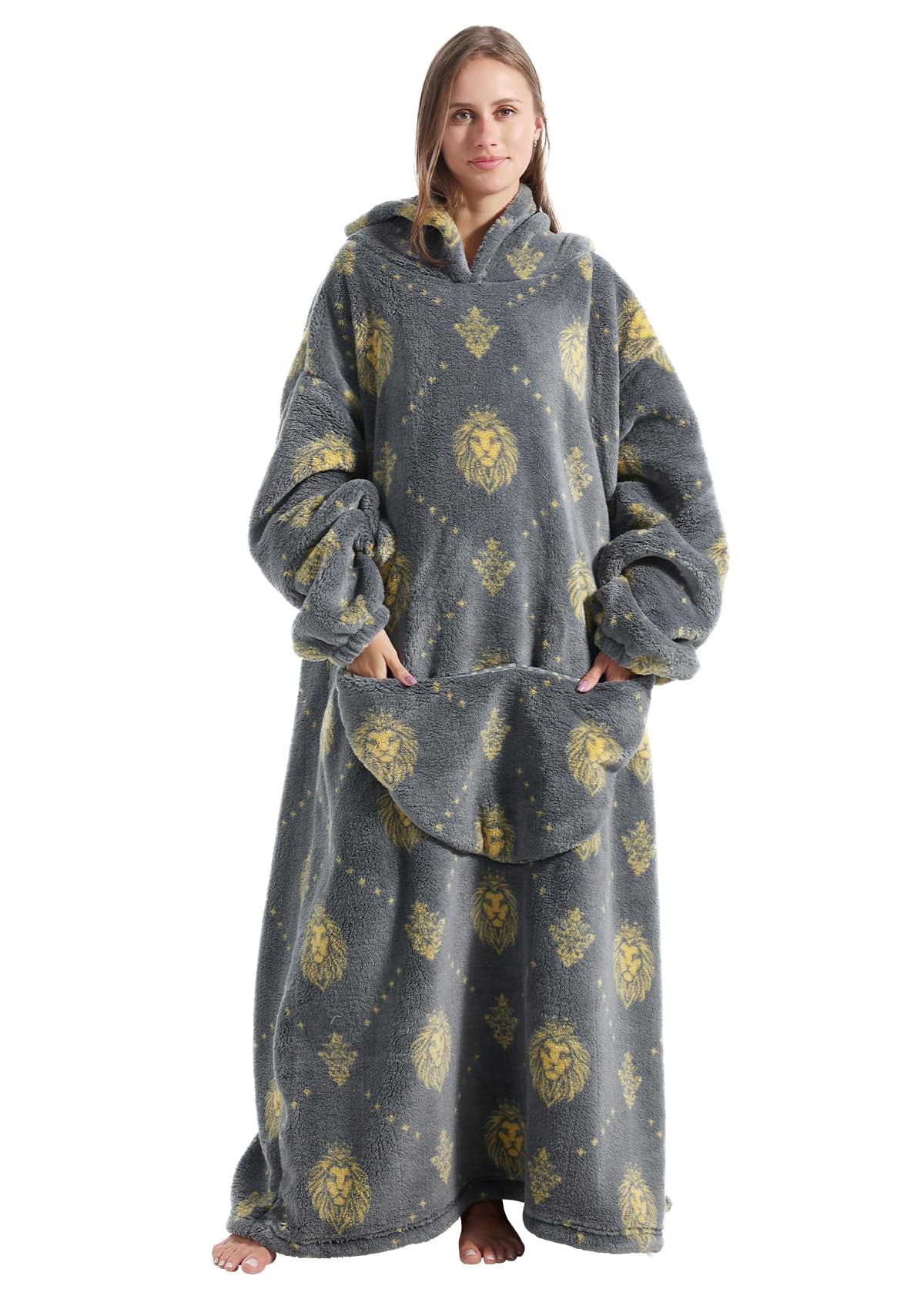 Oversized Blanket Hoodie for Women and Men - Sherpa Fleece Thick Warm Hoodie with Giant Pocket Super Cozy Wearable Blanket Hoodie for Teens