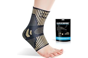 LUSENONE Copper Ankle Support Brace for Sprained Ankle Compression Sleeve - Plantar Fasciitis Relief Socks Achilles Tendonitis Brace, Best Ankle Support for Women Men - Foot Brace for Injured Foot,Running,Sports