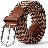 GAEKEAO Elastic Braided Belt for Men 1 3/8" Stretch Woven Belt for Golf Casual Pants Jeans - Black