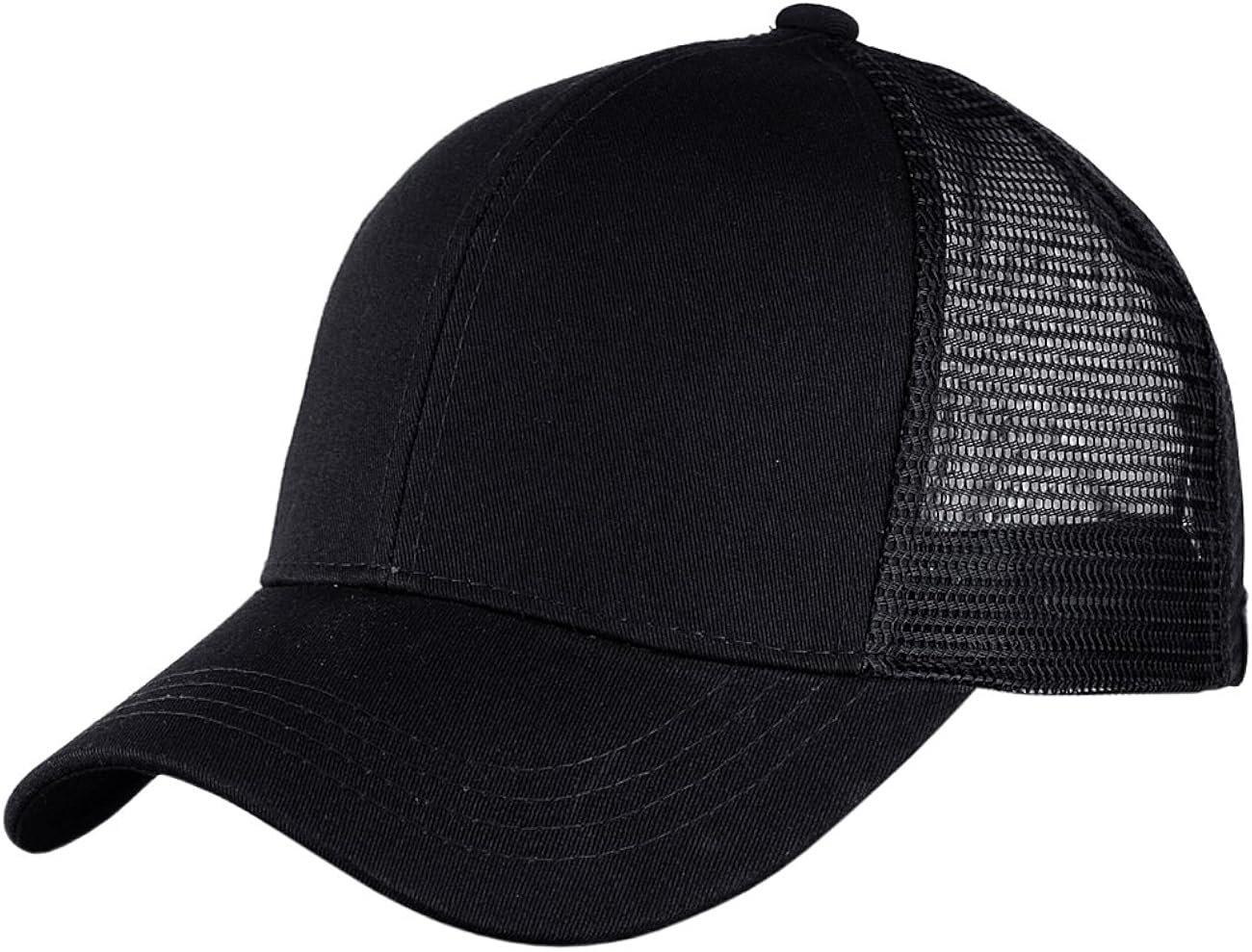 C.C Ponycap Messy High Bun Ponytail Adjustable Mesh Trucker Baseball Cap Hat, Black at  Women’s Clothing store