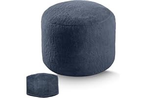 Tiita Unstuffed Pouf Ottoman Cover, Round Plush Foot Stool Cover, Foot Rest Stool Without Foam Chunk Filling, Soft Fluffy Footstool Slipcover for Living Room, Bedroom(Dark Grey)
