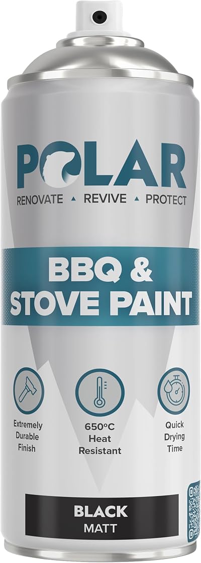 Polar BBQ & Stove Spray Paint Black 400ml Matt Heat Resistant 650°C