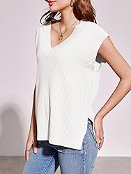 Saodimallsu Womens V Neck Sweater Vest Oversized