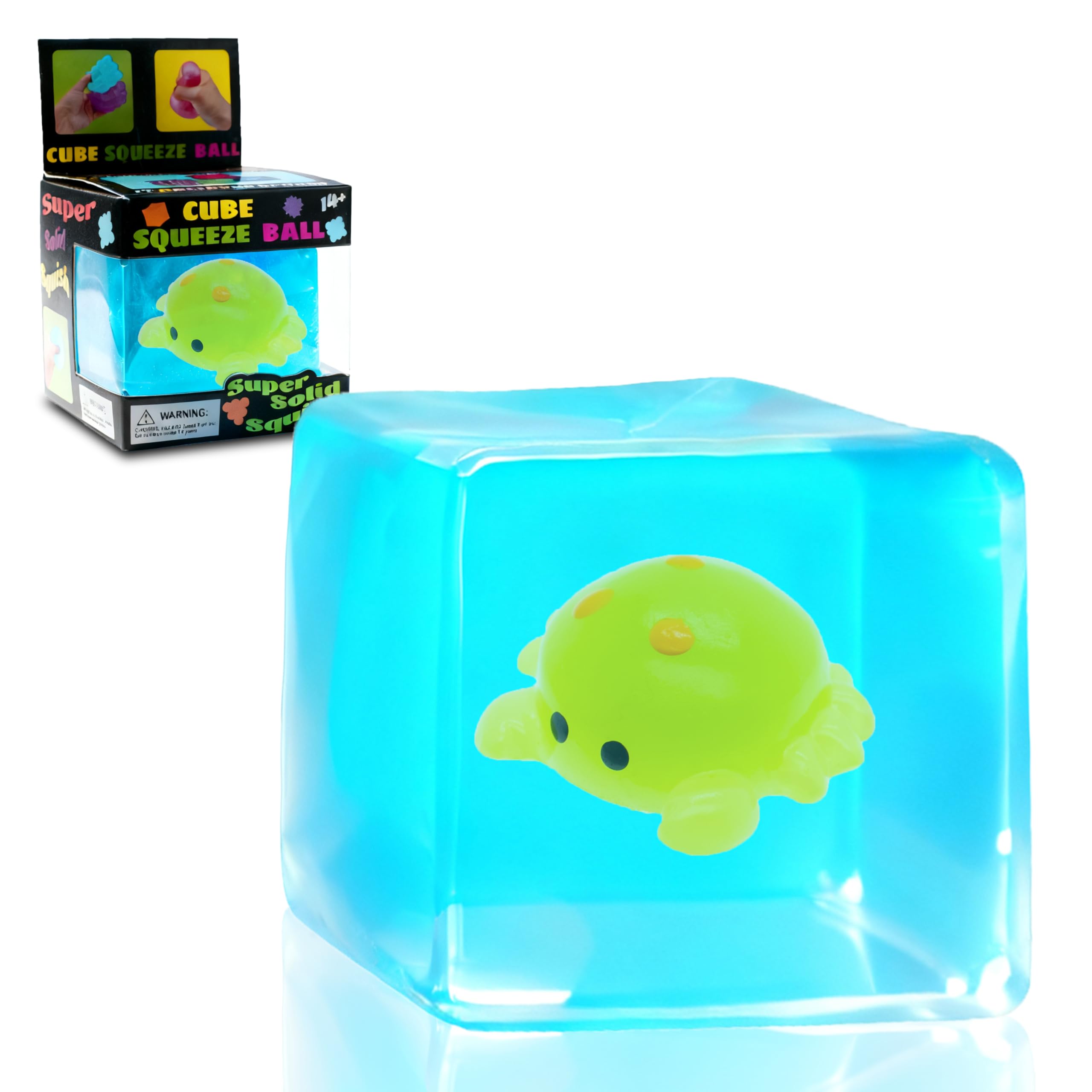 Fidget Squishy Stress Cube Toys, Glow in The Dark with Cute Crab, Stress Relief Toy for Kids & Adults Holiday Presents, Gifts for Halloween and Christmas