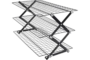 Noteflora 2/3/4-Tier Collapsible Cooling Rack For Baking Folding Stackable Roasting Shelf Iron Cooling Grid For Cookies, Cake