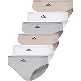 adidas Women's Seamless Bikini Underwear Multipack, Wonder Silver Ribbed/White/Wonder Beige Ribbed, Medium
