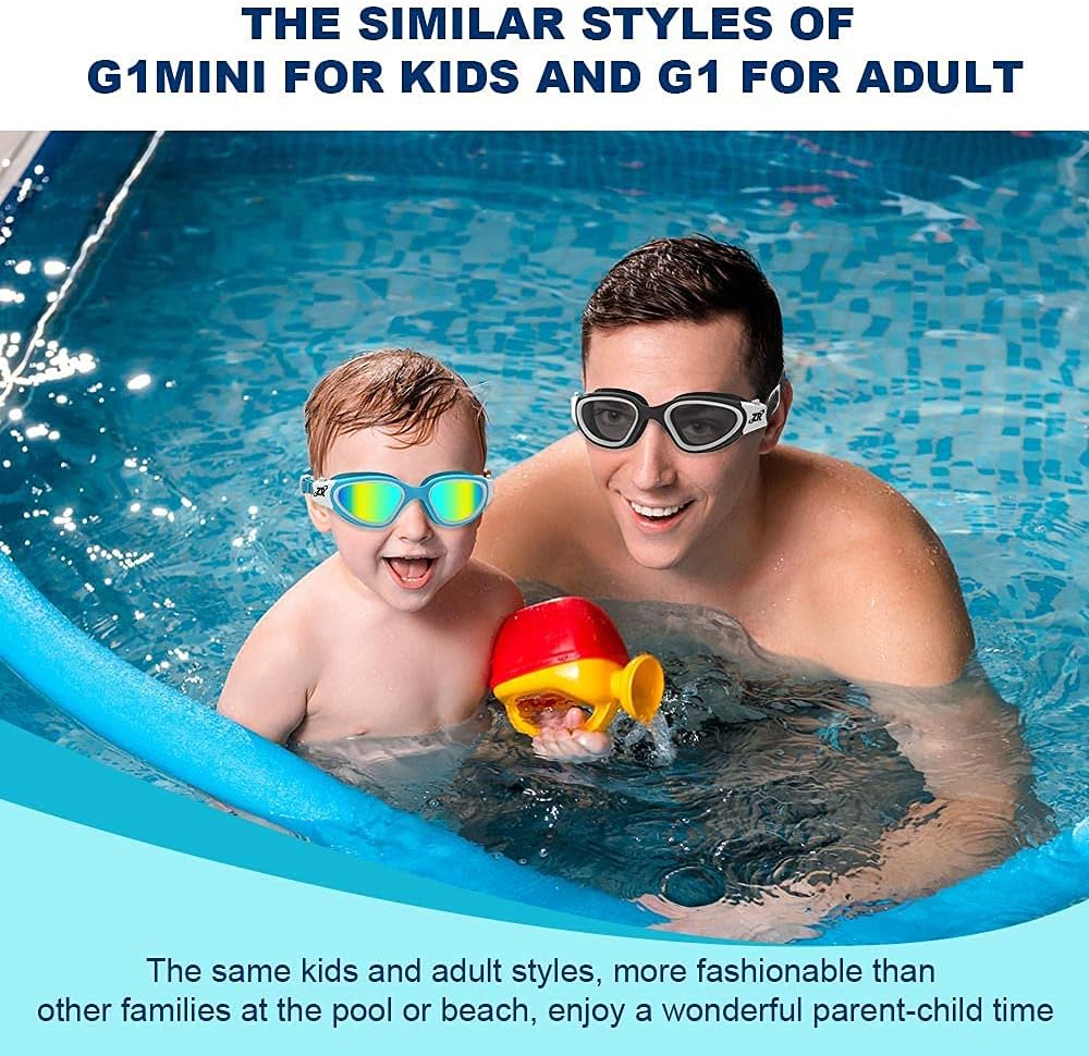 ZIONOR Kids Swim Goggles, G1MINI Polarized Swimming Goggles Comfort for Age 6-14, UV Protection Anti-Fog Adjustable Strap Fit for Child Boys Girls (Gold Lens) : Sports & Outdoors