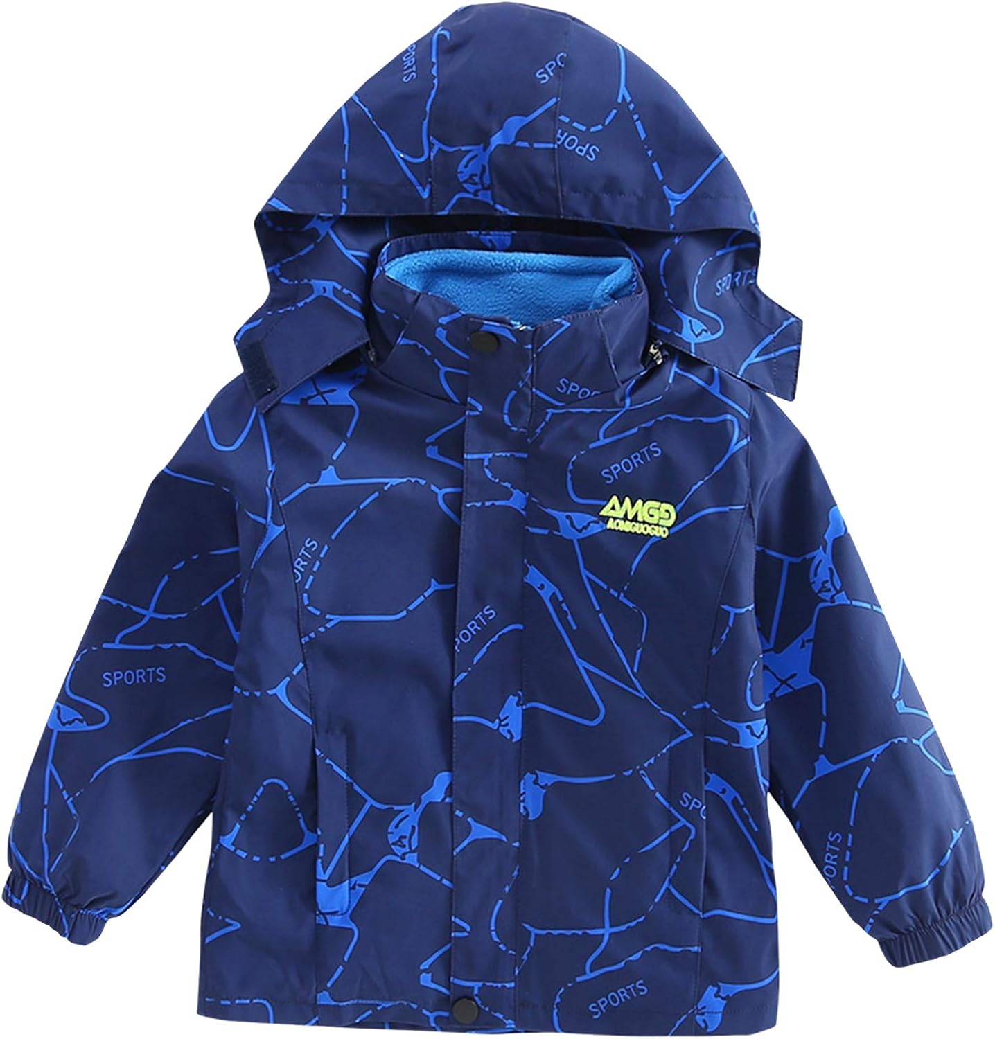 Windbreaker Kids Boys Hooded 3 in 1 Coat with Zipper Pockets, Inner