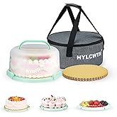 Cake Carrier With Lid And Handle, Bpa-Free Cake Holder With Lid For 10 Inch Round Cake Carrier With 10 pcs Round Golden Cake Boards And Portable Insulated Bag