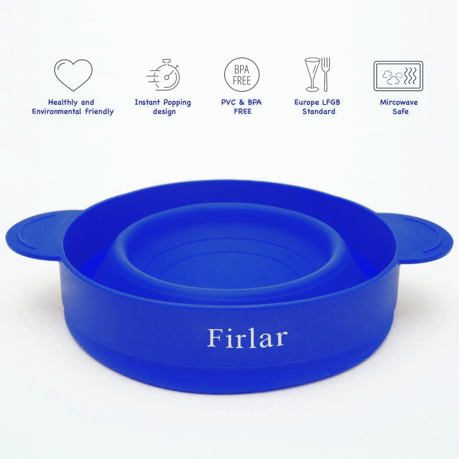 Microwave Popcorn Popper Cuenco con tapa y estable asas azul plegable