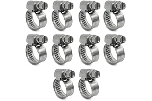 CHUN YUNG DA Embossed Worm Gear Hose Clamps Size#4, 3/8 To 5/8 inch Adjustable Heavy Duty Stainless Steel Hose Clamp, all 304 for Heater Hose (10-16 mm, 10 Pack)
