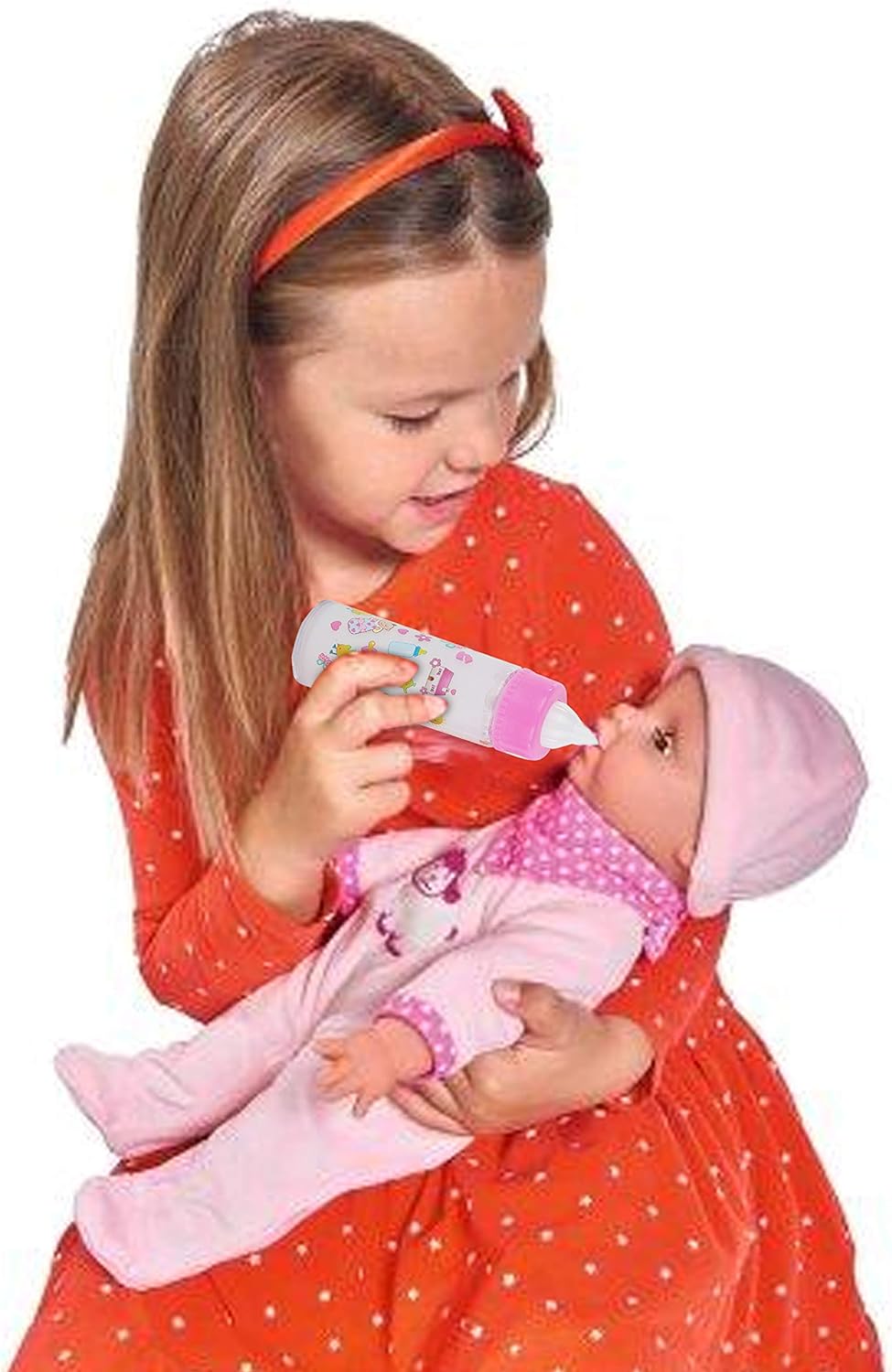 fash n kolor My Sweet Baby Disappearing Doll Feeding Set | Baby Care 4 Piece Doll Feeding Set for Toy Stroller | 2 Milk & Juice Bottles with Toy Pacifier for Baby Doll: Toys & Games