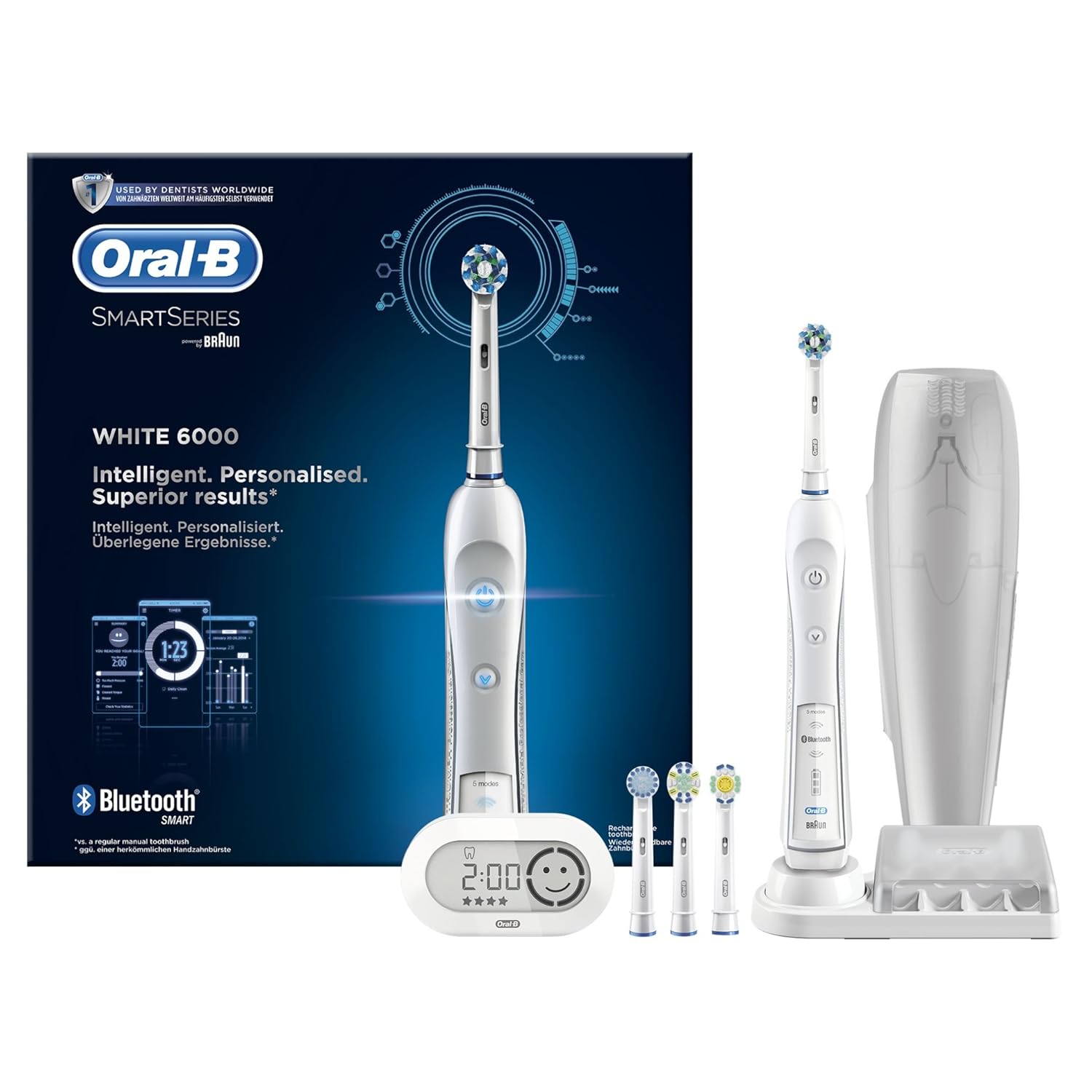 Oral B Pro Smart Series Cepillo de dientes eléctrico con tecnología de Braun mango modos cabezales de recambio y estuche de viaje