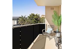 ShadeMart 3' x 9' Balcony Privacy Screen Fence Black Deck Privacy Screen Apartment Customize Size 170 GSM Fencing Mesh Net wi