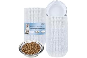Hushee 300 Pcs Pet Disposable Feeding Bowls Liner Bulk Cat Food Bowls Small Paper Liner for Small Dogs Cats Dish Wet Food Feeding Station, 4 x 1.2 Inch