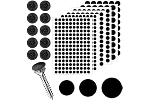 ALRHSO 580 Pcs Crew Cover Stickers, Sticky Decals Self Adhesive Screw Hole Stickers100 Pcs Plastic Screw Cap Covers, Black Self Tapping Screws Covers Caps, Screws Thread Protector Kit for Various Fur