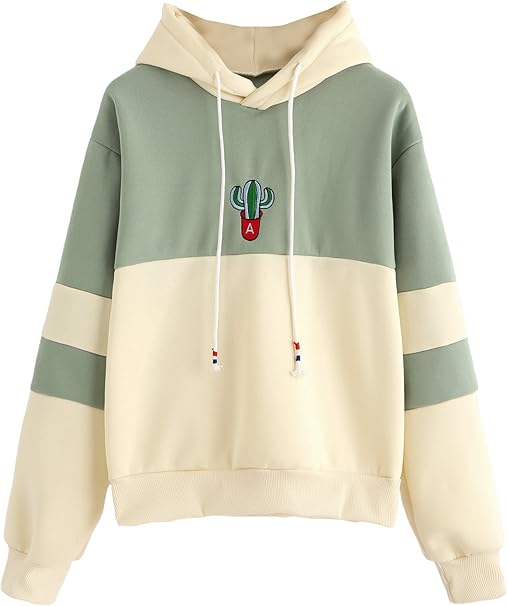 fleece color block hoodie