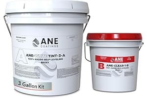 ANE COATINGS Self Leveling Epoxy Resin Kit – ANE Garage Floor Epoxy Kit Spreads Seamlessly. Durable, Industrial Grade Clear Epoxy Resin for Concrete Floors and Countertops - White