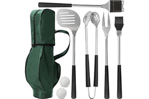 JISHI Golf Grilling Gifts for Men 8pcs Golf BBQ Grill Accessories Tools Utensils Set for Outdoor Camping, Funny Birthday Gifts for Men Women Golfers, Dad Gifts for Dad Grandpa Husband from Daughter Son Wife