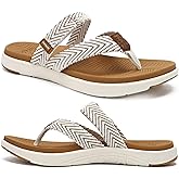 COFACE Womens Trendy Orthotic Flip Flops Lightweight Yoga Mat Thick Cushion Walking Thong Sandals Adjustable Slip On Slippers With Comfortable Plantar Fasciitis Arch Support