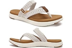 COFACE Womens Trendy Orthotic Flip Flops Lightweight Yoga Mat Thick Cushion Walking Thong Sandals Adjustable Slip On Slippers With Comfortable Plantar Fasciitis Arch Support