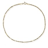 JewelryWeb - 10k Yellow Gold 10" 1.5mm Diamond-Cut Singapore Chain Anklet - Hypoallergenic - Real Gold Ankle Bracelet for Women
