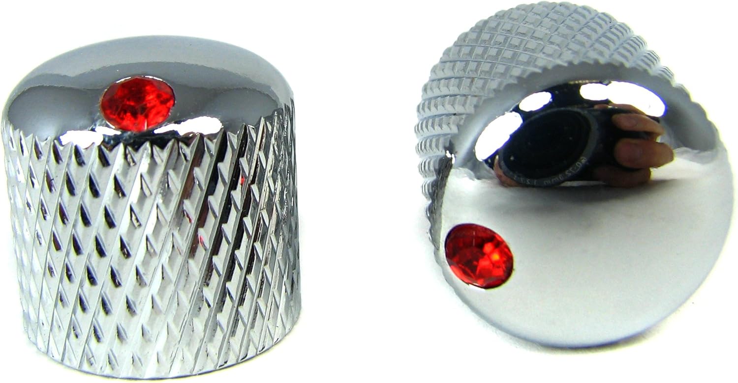 2pack Potentiometer Knobs DomeTop Knurled Chrome with
