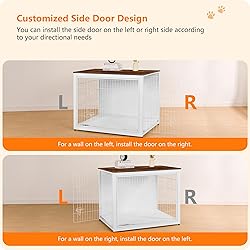 DWANTON Dog Crate Furniture with Cushion, Wooden