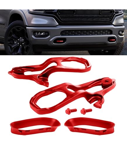Par De Ganchos De Remolque Delanteros Rojos Para Ram 1500 DT 2019-2022, Hierro Fundido Y Alta Resistencia