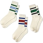 Century Star Striped Novelty Socks For Women Retro Vintage Casual Crew Sporty Calf Cotton Women