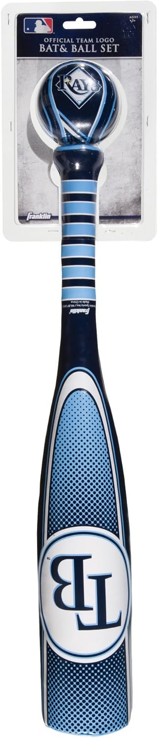 Franklin Sports Tampa Bay Rays Soft Sport Bat & Ball Set - Soft Vinyl Toy Baseball Bat and Ball Team Logo - MLB Official Licensed Product : Sports & Outdoors
