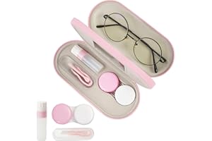 CAUYUAN Eyeglass Case Double Sided Travel Size Cute Portable Contact Lens Box 2 in 1 Multifunction With Tool for Daily Outdoor Office