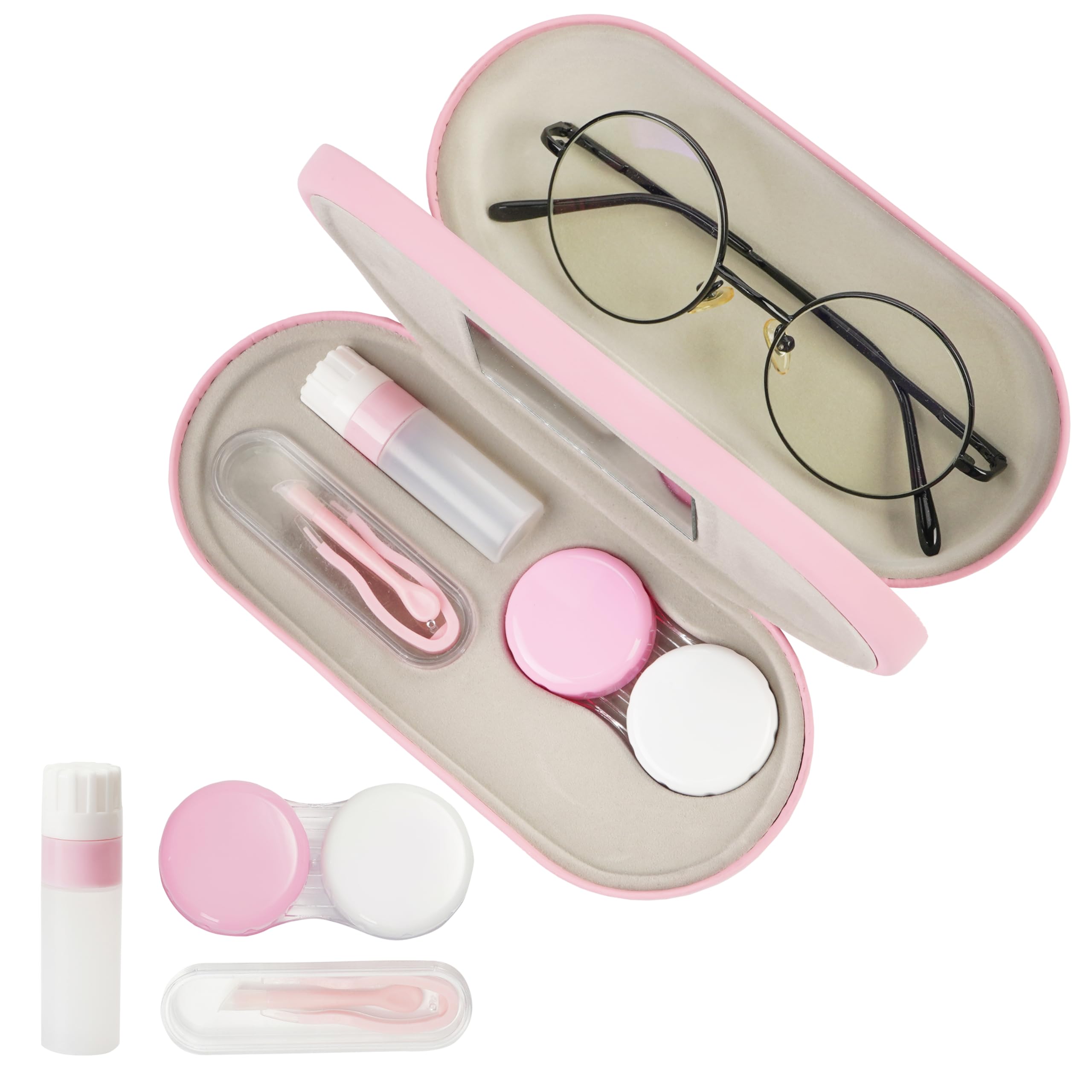 Photo 1 of Eyeglass Case Double Sided Travel Size Cute Portable Contact Lens Box 2 in 1 Multifunction With Tool for Daily Outdoor office