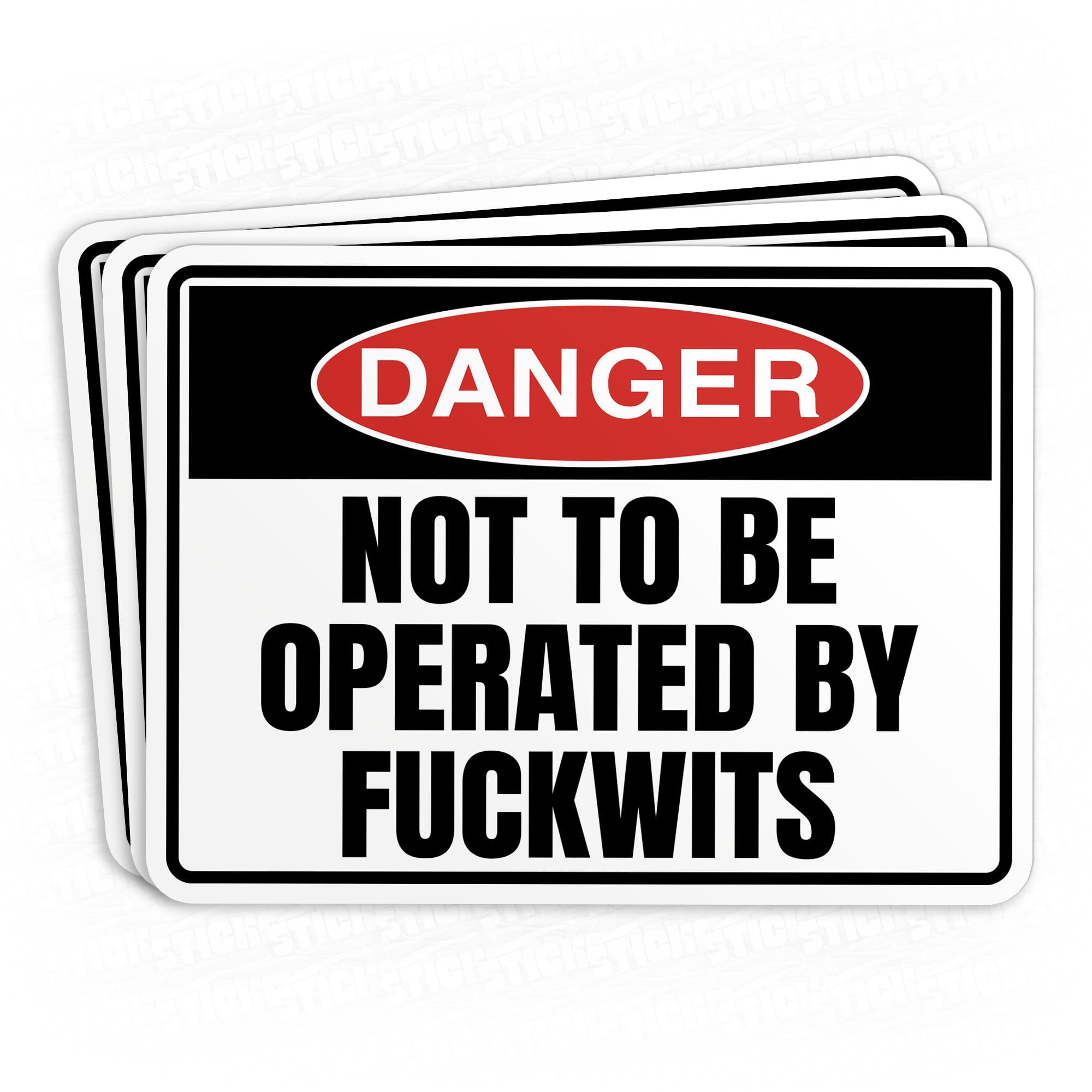 Photo 1 of (3Pcs) Danger Not to Be Operated by Fuckwits Sticker Warning Sign 3" Waterproof Vinyl Decal Sticker Laptop, Water Bottles, Phone, Kindle Merchandise Decor Decal Gifts 3 Inches