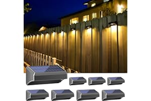 Aulanto Solar Fence Lights 8 Pack-Mini Warm White and Cool White Fence Solar Lights Outdoor Waterproof Fence Lights Solar Power Color Glow LED Solar Lights for Backyard Fence,Deck Railing,Patio