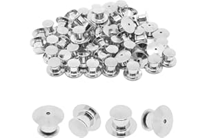 YuGtcen Locking Pin Backs, 65pcs Pin Backs Locking Enamel Pin Making Kit Pin Locking Back Pin Keeper Clasp, Metal Pin Back for Enamel Pins Brooch Lapel Pin (Silver)
