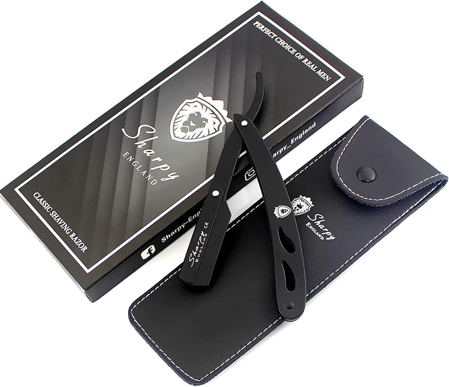 SHARPY Cut Throat Razor Kit, Matte Black Straight Razor Men, Professional Barber Shaving Razor For Men - Image 3