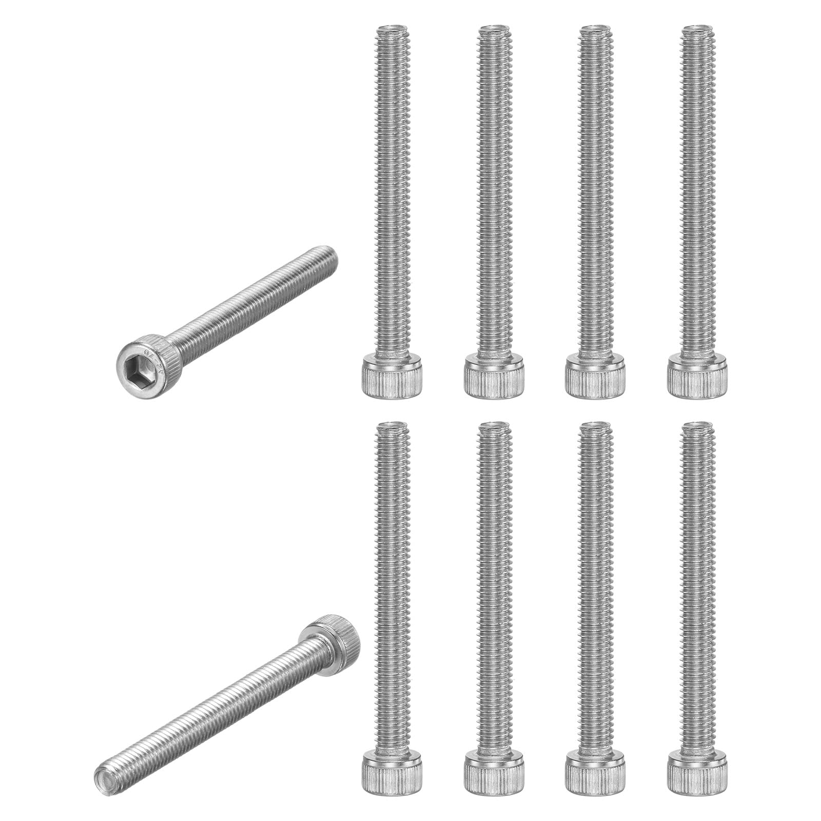 M METERXITY 10-Pack Socket Head Cap Screws Bolts M6x55mm 1mm Pitch Button Head Socket Screws 304 Stainless Steel Hex Socket Bolts [Silver]