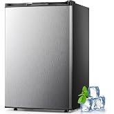 Electactic 3.0 Cu.ft Small Freezer, Mini Upright Freezer, Silver | 7 Adjustable Thermostat, Removable Shelves, Reversible Single Door, for Bedroom/Home/Dorms/Apartment
