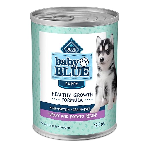 BLUE BUFFALO BABY BLUE NATURAL WET FOOD FOR PUPPIES, HEALTHY GROWTH FORMULA WITH DHA, TURKEY & VEGETABLE RECIPE, 12.5-OZ. CAN