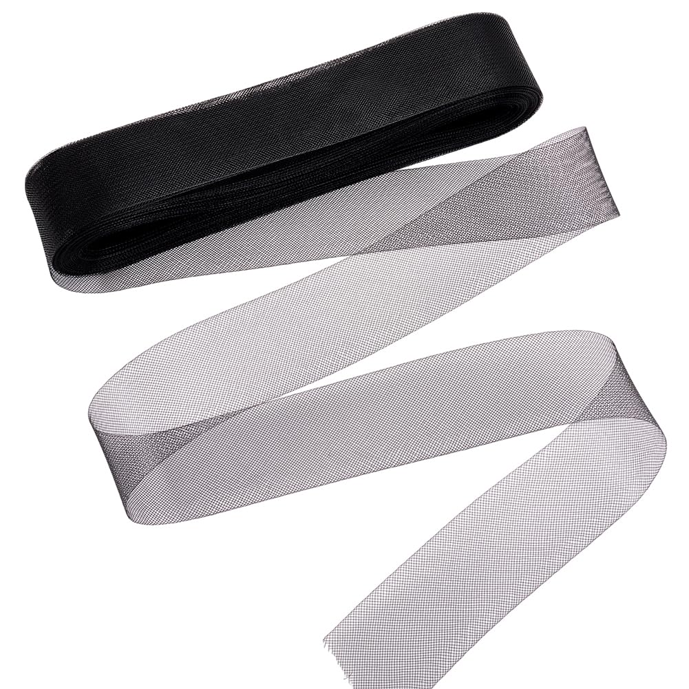 MAYJOYDIY 45.7m Black Polyester Horsehair Braid 50mm Stiff Horsehair Braid Hard Horsehair Braid with Gathering Thread for Polyester Boning Sewing Wedding Dance Gowns Dress Accessories