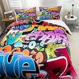 Loussiesd Graffiti Bedding Set Duvet Cover 3 Pcs Kids Boys Teens view 4
