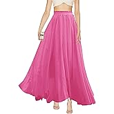 v28 Women Full/Ankle Length Elastic Pleated Retro Maxi Chiffon Long Skirt