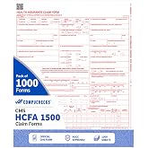 Compuchecks CMS-1500 HCFA Health Insurance Claim Forms, 02/12, 1000 Sheets | Laser &amp; Inkjet Compatible, Current Version, 8.5 X 11, For Medical Facilities &amp; Hospitals, Red Ink on 20 Lb Paper, Made in USA