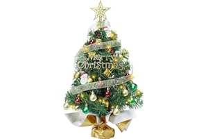 NOICLUB Small Mini Christmas Tree with 50 LED Lights 24 Inch /2FT Tabletop Prelit Artificial Christmas Tree Decorated Gift Boxes and Hanging Ornaments for DIY Christmas Decoration（Battery Powered）