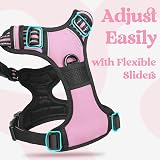 rabbitgoo Dog Harness Large No Pull Front Back Clips Reflective Pink L view 6