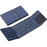 Nillkin Pocket Foldable Wireless Keyboard with Touchpad Number Pad for Travel Trip Meeting for Tablets Fold Phone Laptop PC, Full Size (Small) Magnetic Folding Keyboard (Blue)